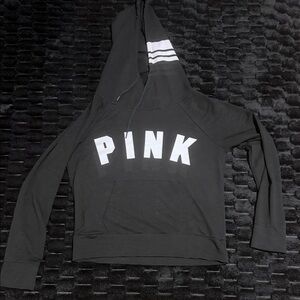 PINK Victoria's Secret Black and White Hoodie Sweater